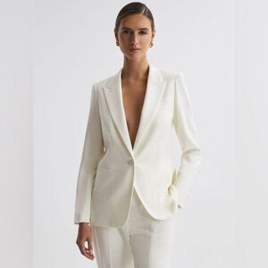 Vintage Jones wear Cream Crepe Single Button Blazer Jacket